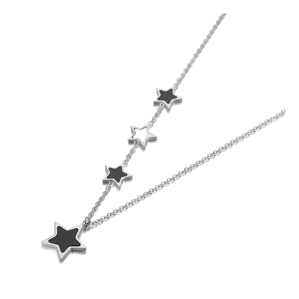 Original Titanium Stainless Steel Black Acrylic Star Choker Necklaces for Women Trendy Charm Pendant Necklace N20186