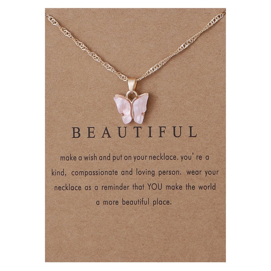 BEAUTIFUL Sweet Acrylic Butterfly Necklace 