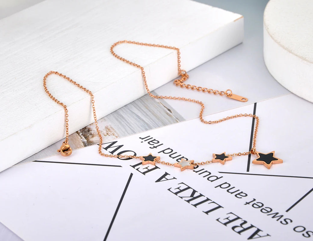 Original Titanium Stainless Steel Black Acrylic Star Choker Necklaces for Women Trendy Charm Pendant Necklace N20186